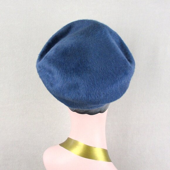 Blue Dragonfly Pillbox Hat Vintage 1950s Fur Felt Rhinestone Crystals - Picture 3 of 6